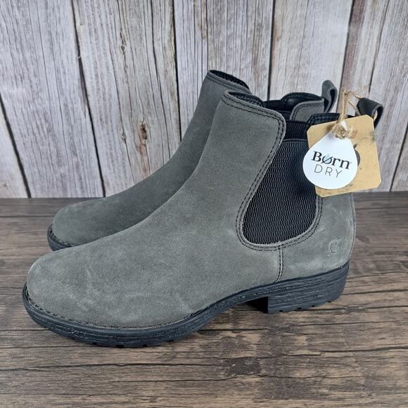 Born Shoes - Born Cove Slip On Leather Chelsea Ankle Boots Gray Women's Sz 9.5 M (NWT)